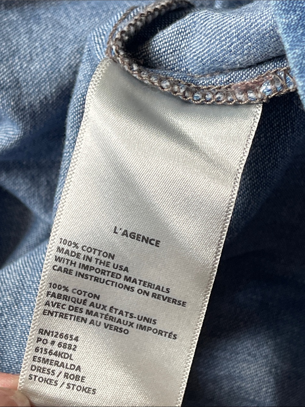 L’agence Esmeralda Pinafore Dress Denim Midi in Stokes - Picture 9 of 9